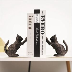 Cat Decorative Bookends, Unique Book Ends to Hold Books Heavy Duty for Office